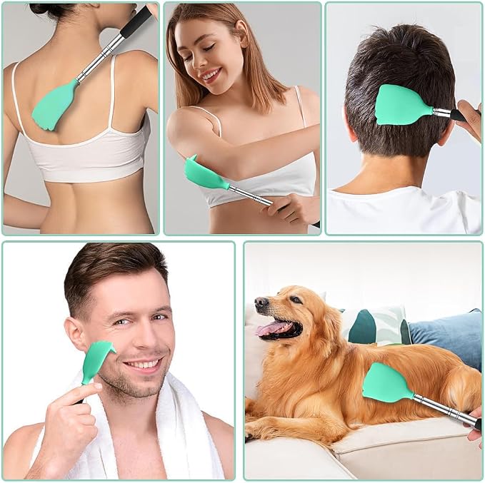 Back Scratcher Extendable Silicone Bear Claw Massager Tool Telescoping Stocking Stuffers for Itches Lotion Application Spa Men Women Kids Adults Baby the Disabled Green