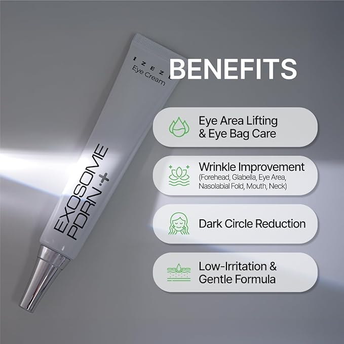 IZEZE Exosome PDRN Firming Eye Cream | Pdrn Eye Cream, Eye Firming Cream, Korean Eye Cream for Dark Circles, Wrinkle Treatment, Firming, Lifting, Under Eye Bags, Nasolabial Fold and Neck, 1.01 fl.oz