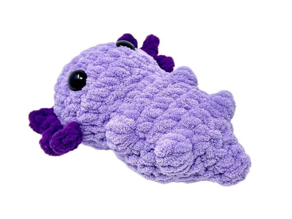 Axolotl Adorable Handmade Crochet Axolotl Stuffed Toy - Baby Axolotl Perfect Plushie for Girls & Boys, Soft and Huggable, 6 inches tall (Purple)