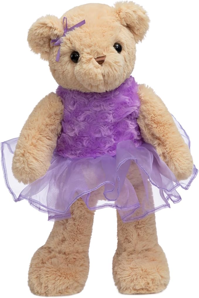 Ballerina Teddy Bear Stuffed Animal Cute Plush Bear in Tutu Skirt Birthday Dance Recital Gifts for Girls Kids 21’’ Purple