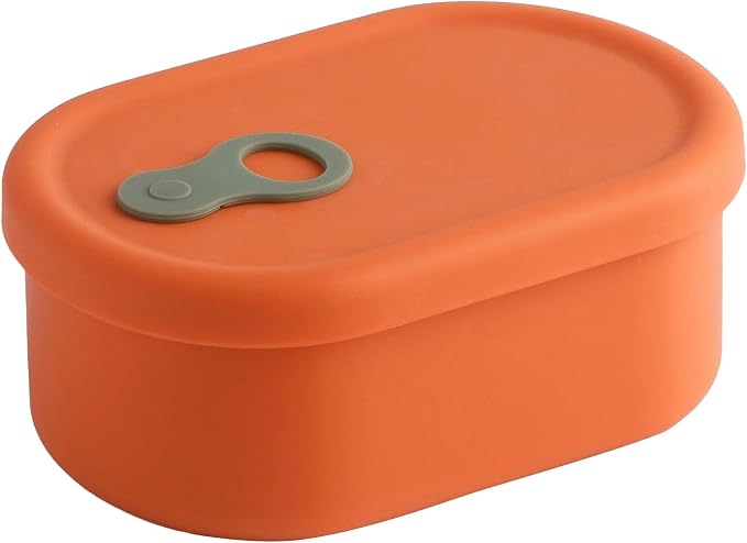 Silicone Food Container, Steam Vent, Mandarin Orange, 17 fl oz | Korean-made, Microwave & Freezer Safe, Leakproof, Airtight, Dishwasher Safe, BPA Free