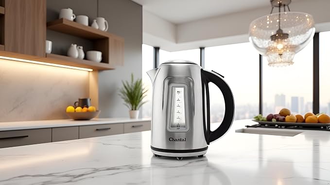 Chantal 1.8 QT Jupiter Electric Kettle, Stainless Steel, Silver