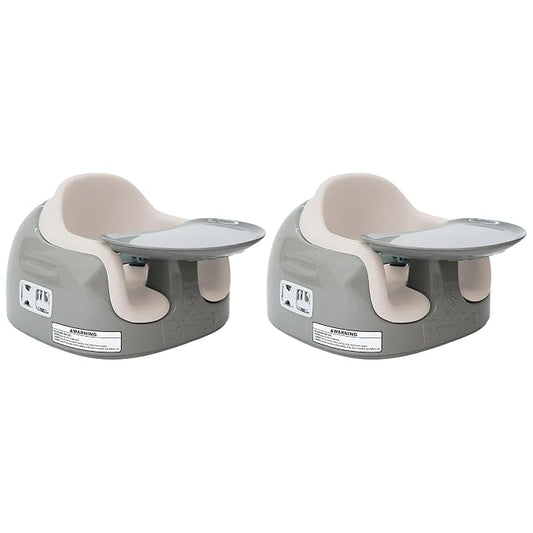 Bumbo 2 Pack 3-in-1 Multi-Seat for 6 to 36 Months, Travel Baby Feeding & Play Floor Seat, All-in-One Portable Booster with Tray & Toddler High Chair, Breige/White Sand