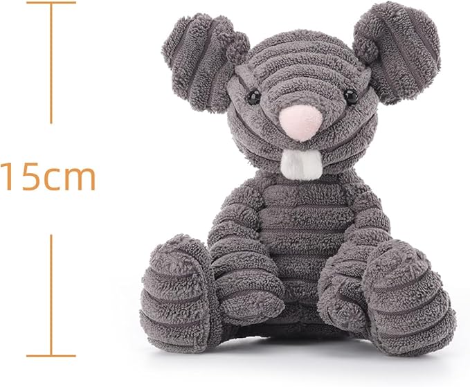 Apricot Lamb Corduroy Rat Mouse Stuffed Animals for Kids, Soft Cute Plush Toys for Baby Girl and Boy, 6 Inches