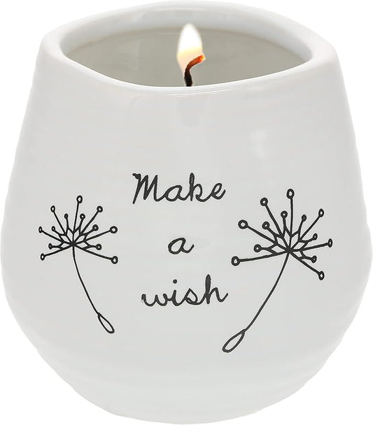 Pavilion - Make a Wish White Ceramic Soy Serenity Scented Candle, 8 oz