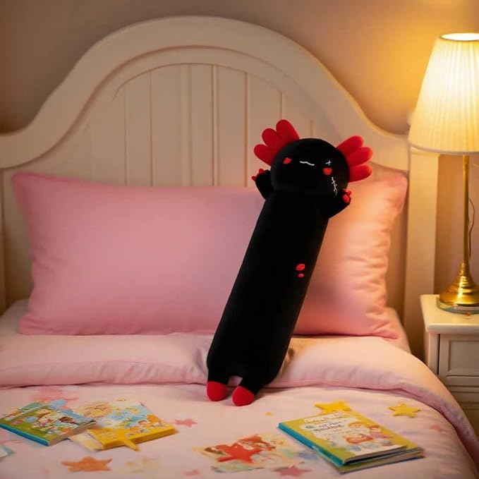 Axolotl Plush, 27.6” Long Axolotl Body Pillow for Kids, Cute Axolotl Stuffed Animals for Girls, Soft Plushies Toy Gifts for Birthday Black