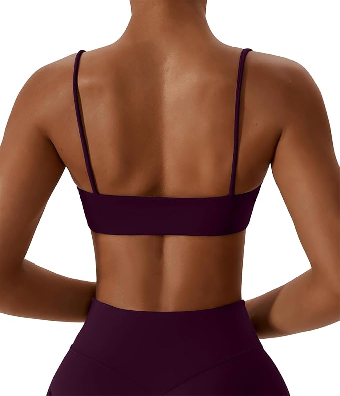 Comper Women's Sports Bras Wirefree Racerback Workout Bras Sexy Thin Straps Yoga Sport Bras with Removable Pads