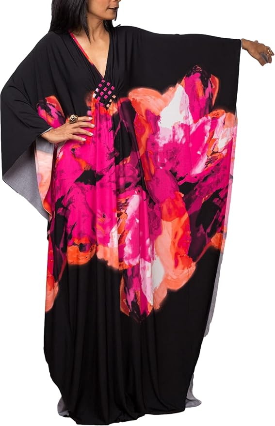 Venasha Womens Caftan Floral Print Kaftan Dress Short Sleeve Swimsuit Cover up Loungewear for Summer