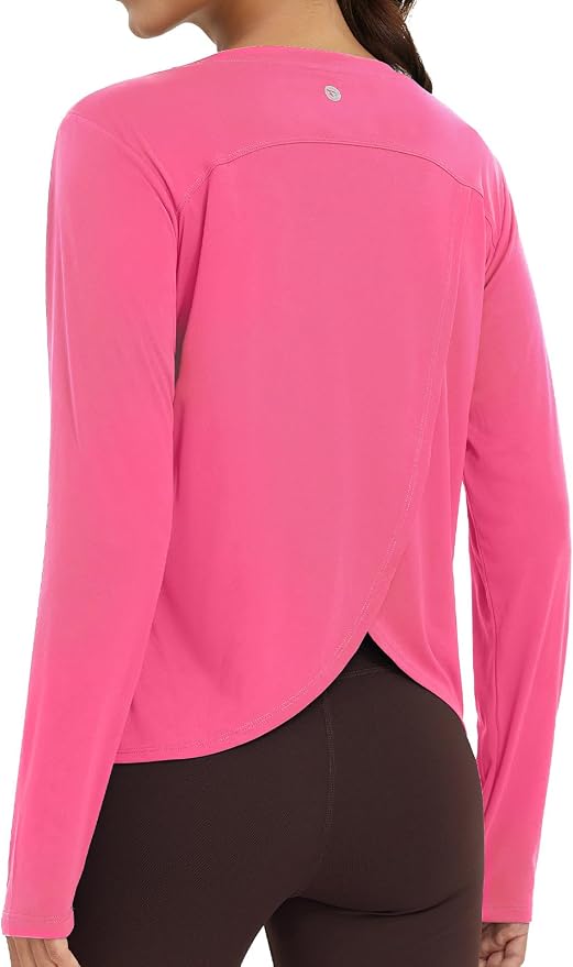 baleaf Women's Long Sleeve Workout Tops Running Sun Shirts Split Back | UPF 50+, Quick Dry, Lightweight, Breathable, Moisture-wicking, SPF, UV, for Athletic, Gym, Hiking, Tennis, Outdoor