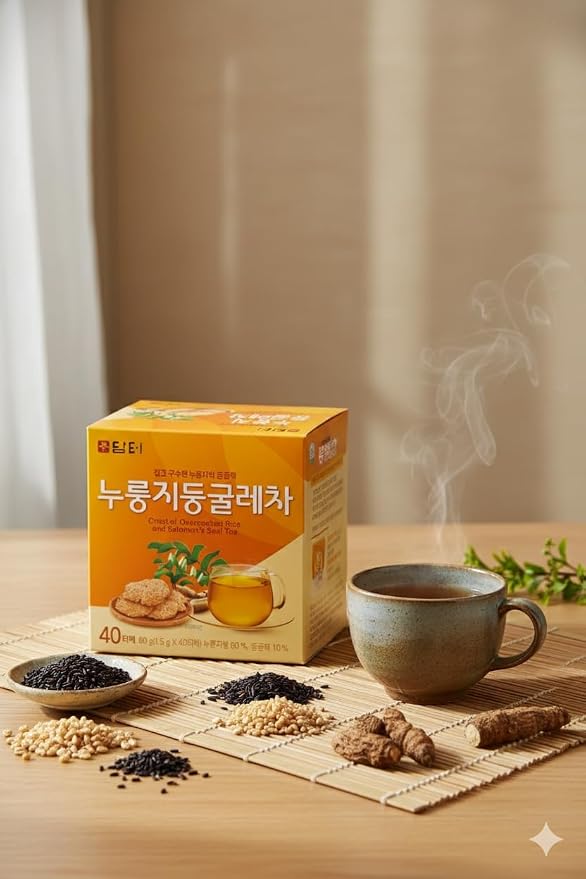 Damtuh Korean Roasted Rice & Solomon’s Seal Tea – Traditional Herbal Tea - Caffeine-Free, Sugar-Free, Non-Caloric, 40 Tea Bags (1.5g each, Pack of 2)