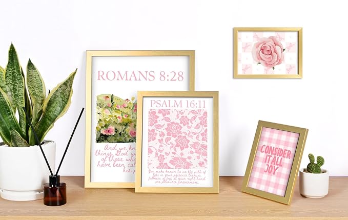 16 PCS Framed Christian Coquette Wall Art Decor, Pink Bow Bible Verses Wall Collage Kit Prints for Bedroom, Gallery Wall Frame Set, Jesus Posters for Living Room Aesthetic, Dorm Artwork for Girls Kids