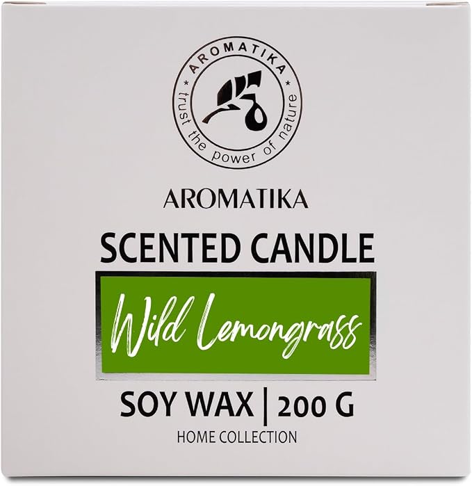 Soywax Lemongrass Candle - Aromatherapy - Up to 45 Hours Burn Time - Glass Candle Gift