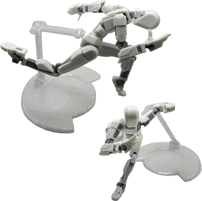 3D Printed Enlarge Body Size 8.1-inch Action Figure Dummy20, Full Body Mechanical Movable Toy, Multiple Accessories, Desk Decoration (Bracket, 3 HandsType, Weapons, Armour) (White)