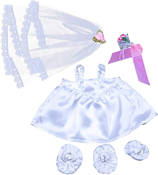 Bride w/Veil and Bouquet outfit Teddy Bear Clothes Fits Most 14" - 18" Build-A-Bear and Make Your Own Stuffed Animals