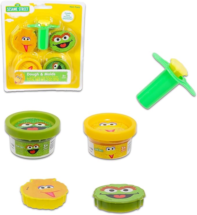 Sesame Street Dough Play Set - 39 Pc Bundle of Moldable Dough Tubs, Tools, Write-and-Wipe Book, More | Alphabet Activities for Kids | Styles May Vary