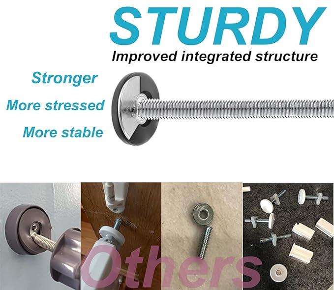 4Pcs Universal Baby Gate Threaded Spindle Rod, M8 (8mm) Replacement Bolt Part for Pet Pressure Mounted Safety Gates, Extra Long Baby Tension Gate Extender (White)