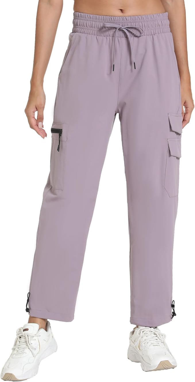Rrosseyz Women's Hiking Pants with Pockets - Lightweight Water Resistant Joggers Cargo Pants for Casual Travel Golf Outdoor