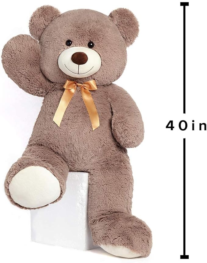 Tezituor Big Teddy Bear,40'' Giant Stuffed Animal Plush Toys,Life Size Teddy Bear Plushie Gifts for Adult & Children Kids Boys Girls or Kids,Soft Bear for Valentines Day Chrismas Birthday Baby Shower