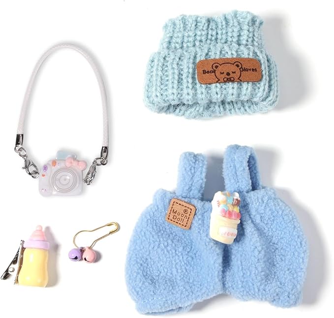 AICase for 17cm Doll Clothes/Outfit,Clothing Set for 17cm Doll,3 Piece Set Hat Clothing,Boys and Girls Stylish Adorable Clothes Accessories_Blue-15