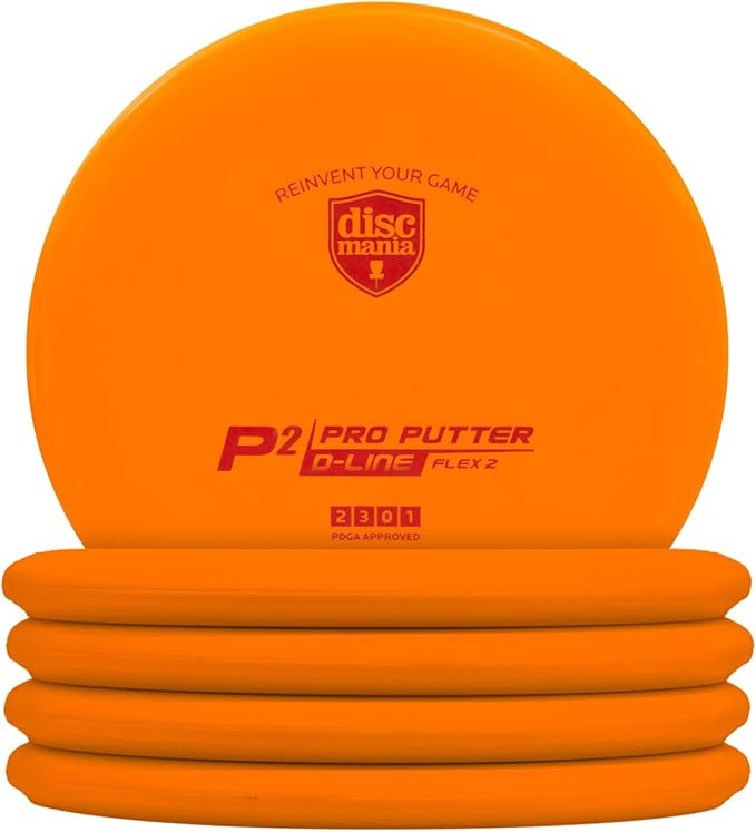 Discmania Flex 2 D-Line Putter Pack | Beginner Disc Golf Putter Set | Grippy Base Plastic | Straight Flight & Comfortable Grip | Perfect for Practice Putting | Colors May Vary