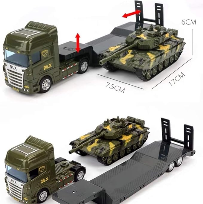 ZUKULIFE Military Vehicles and Army Battle Site Toys Flatbed Truck with Tank, Gift for 3 4 5 6 Year Olds Boys Kid Toddler Child