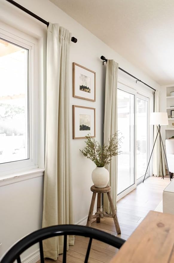 100% Blackout Shield Linen Blackout Curtains for Bedroom 72 Inches Long, Back Tab/Rod Pocket Living Room Drapes, Thermal Insulated Blackout Curtains 2 Panels Set, 50" W x 72" L, Cream Linen
