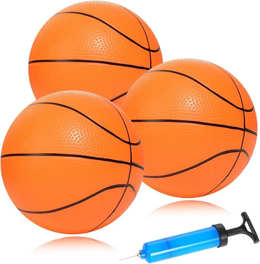 Mini Basketballs 3 Pack - 7inch Small Basketball Size 3 Set with Pump Needle - Ideal for Mini Hoop, Outdoor & Indoor Play - Kids Basketball Party Favors
