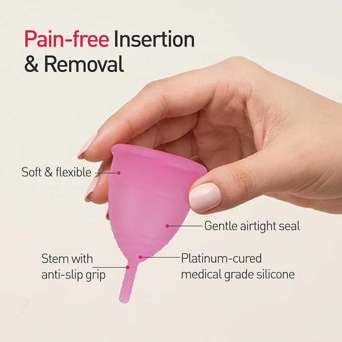 Sirona Reusable Menstrual Cup - Medium Size | Ultra-Soft, Odor-Free, Rash-Free Medical-Grade Silicone with Pouch | Leak-Proof Period Cup for Heavy & Light Flow | Tampon & Pad Alternative | Pack of 1