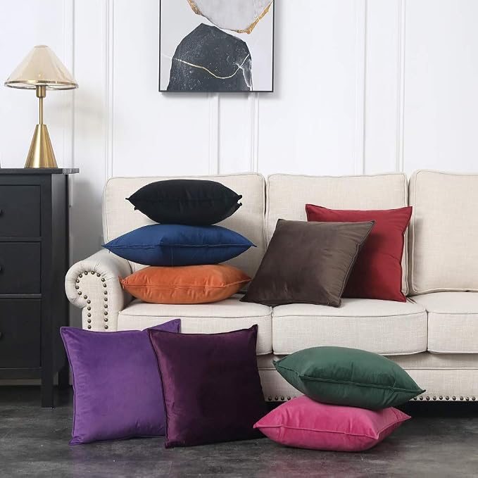 MIULEE Pack of 2 Decorative Velvet Pillow Covers Navy Blue Bundle Set of 2 Pillow Inserts 18x18