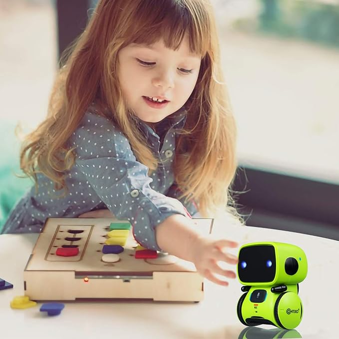Contixo R1 Kids Robot Toy, Green Interactive Smart Robots With Voice Control Talking Dancing Learning Touch Sensor Compact Educational Portable Toy For Boys Girls Toddlers 3-8 Years Old Birthday Gifts