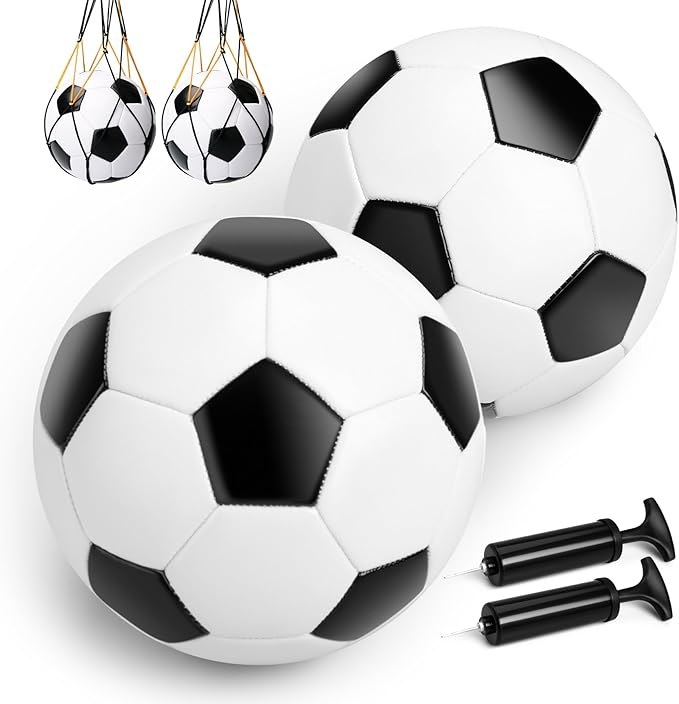 Soccer Ball Size 2 Size 3 Size 4 Size 5 with Pump Deflated - Single, 2 or 3 Pack Official Size & Weight Training Ball - Operation Christmas Child Shoebox - Gift for Toddler Kids Boys Girls Youth Adult