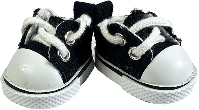 17cm Dolls Shoes, Lace-Up Canvas Sneakers Mini Shoes for 17cm Dolls, Fingerboard Shoes, Mini Finger Shoes, Clothing Accessory for 6.7in Dolls (1 Pair of Black)