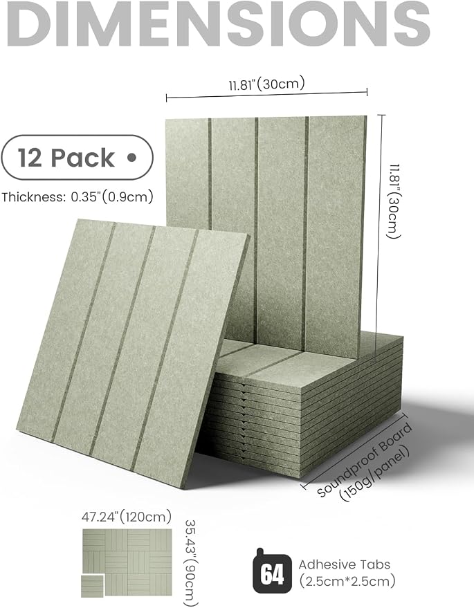 Fluxynara Felt Bulletin Board & Cork Board Alternative, Sage | 48" x 36" Pin board, Removable Adhesive Tabs, Easy Install Without Wall Damage, For Home Office Decor
