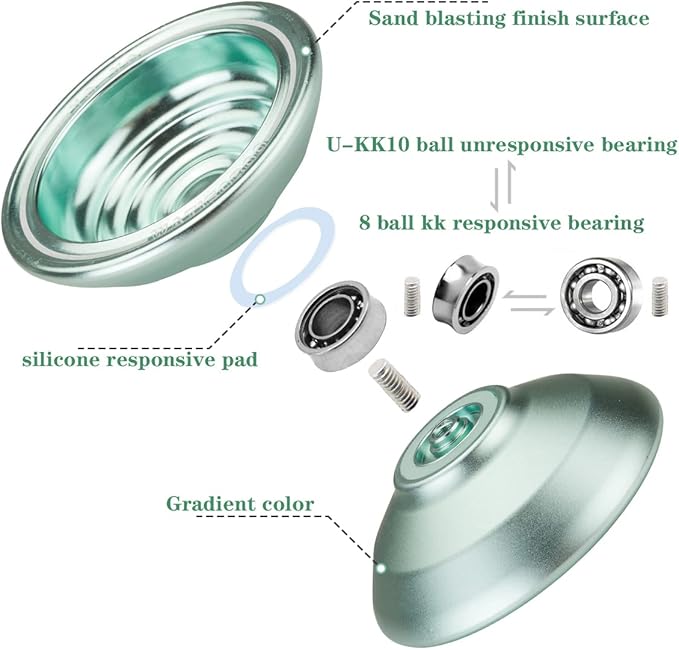 WATIEOBOO yoyo Professional Trick Yoyo for Beginners & Adults - Unresponsive Yoyo with U Type KK Bearing yo-yo + yoyos Glove (Light Blue)