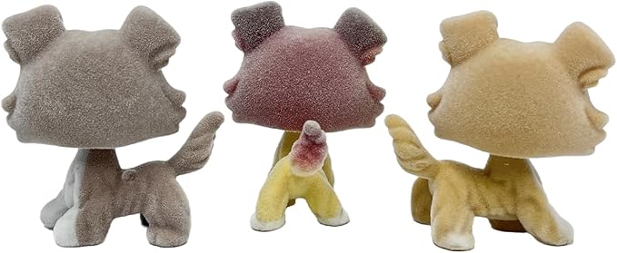 3pcs/Set Custom Flocked Pet Shop Toys Short Hair Cat Kitten Collie Great Dane Cocker Spaniel Dachshund Puppy Dog OOAK Compatible with LPS (#67 and 1262 and #272)