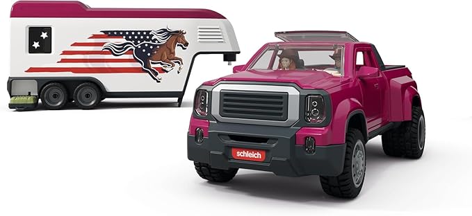 Schleich Horse Club - 119 PC Lakeside Truck and Trailer Playset With 2 Horse Figurines, 2 Poseable Rider Figures and Accessories - Interactive Play for Girls and Boys - Toys for Kids Ages 5+ | 42705