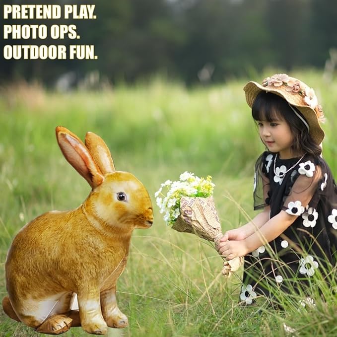 Jet Creations 22 Inch Tall Inflatable Rabbit, Light Yellow Lifelike Bunny Toy Figure for Decoration or Play, Easter, Livestock Theme Party, Pool, Birthday, VBS, Photo Prop, Easy to Inflate, 1 pc