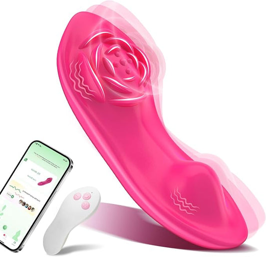 Adult Sex Toys for Women & Couples, Wearable Panty Vibrator Rose Sex Toy, 3-in-1 APP Remote Control Mini Butterfly Vibrator Clitoris G spot Vagina Stimulator with 10x2 Vibration Modes, Clit Novelties