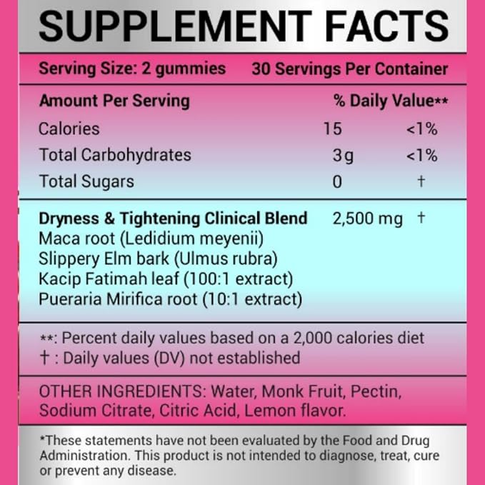 Vaginal Dryness Mosturizer | OBGYN-Formulated #1 Gummies for Vaginal Dryness Tightening | Hormone-Free Monk Fruit Sugar Free | Cocoa Strawberry Flavor 60 Vegan Gummies