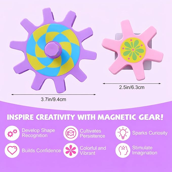 36 Pcs Magnetic Gears Interchangeable Learn Magnetic Spinning Gears for Magnetism Refrigerator or Whiteboard (Macaron)