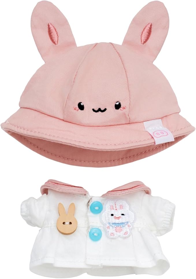 CALEMBOU Doll Clothes, Cute Macaron Animal Series Doll Clothing Suit for 15cm Vinyl Plush Dolls, Kawaii Doll Accessories Toys Gifts for Girls(Only Clothes) (Cuddly Bunny)