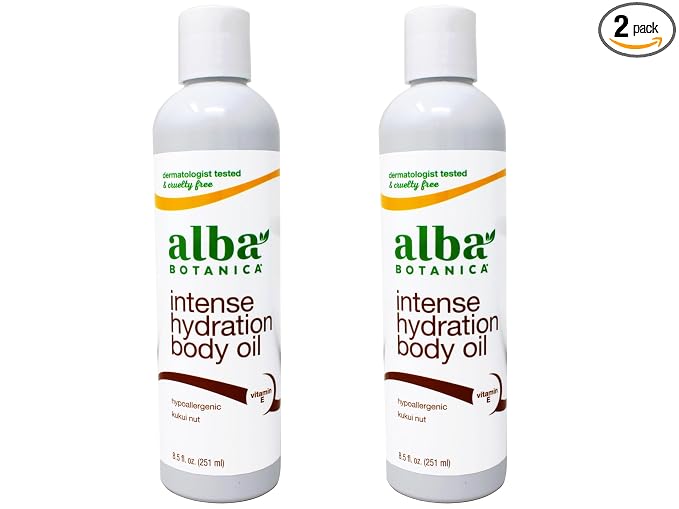 Alba Botanica Hawaiian Body Oil Kukui Nut 8.5 Ounces 2 Pack