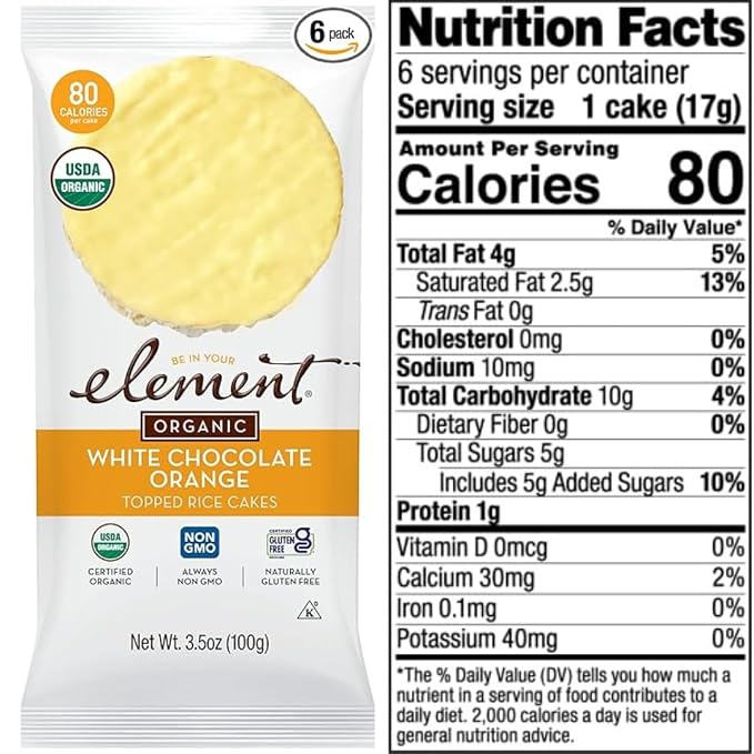 Element Snacks Rice Cake Variety Pack (6 Pack) – Strawberry & Cream, Peanut Butter, Mini Dark Chocolate, Milk Chocolate, Vanilla Orange & Dark Chocolate – Light Crispy Snack for Home, Work, Events & On-the-Go