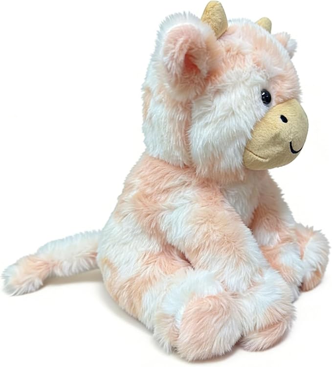 Cute Cow Plush Stuffed Animal Doll Toy 8 inch for Girls Boys (sit Cow CAI Orange)