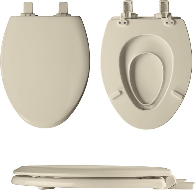 Mayfair NextStep2 Toilet Seat with Built-In Toddler Potty Training Seat, Slow Close, Easy Clean, Magnetic Removable Kids Seat, ELONGATED, Bone