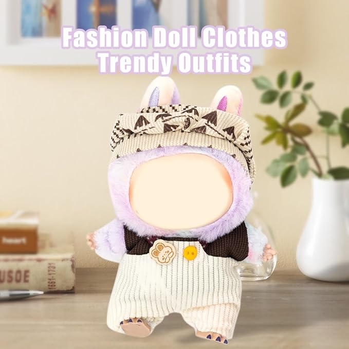 Clothes for 17cm Dolls(NO Doll) Outfit with Accessories Suit Cute Stylish Dress Up Set Striped Cute Outfit