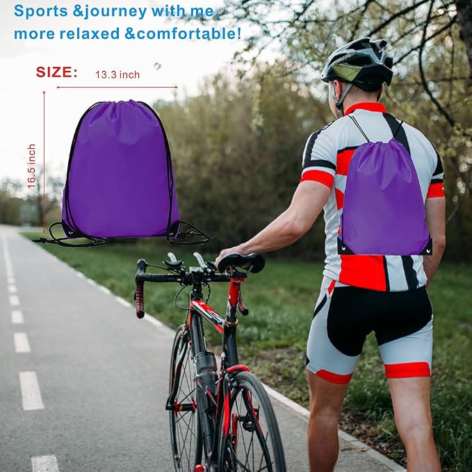 Drawstring Backpack Bulk 40Pcs Draw String Backpack Bags DIY Gym Sports Traveling Yoga Cinch Bag Sackpack Drawstring (purple)