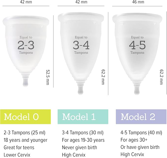 Menstrual Cup - Super Soft and Flexible -100% Medical Grade Silicone -Free from BPA - Wear up to 12 Hours - Made in USA (Model 2 - Large)