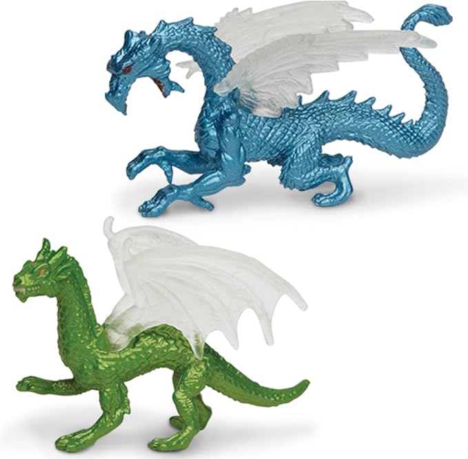 Safari Ltd Dragons Designer TOOB - 6 Mini Figurines Including Forest, Ice, Midnight Moon, Mountain, Cloud and Chinese Horned Dragon - Toy Figures for Boys, Girls & Kids Ages 3+