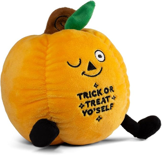 Pumpkin Plushie - Trick or Treat Yo' Self Cute Pumpkin Plush, Sassy Food Plush Toy for Gifting
